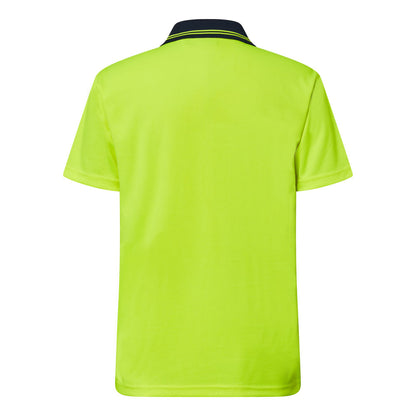 Workcraft WSP208 Hi Vis Lightweight Short Sleeve Micromesh Polo With Pocket in Yellow/Navy
