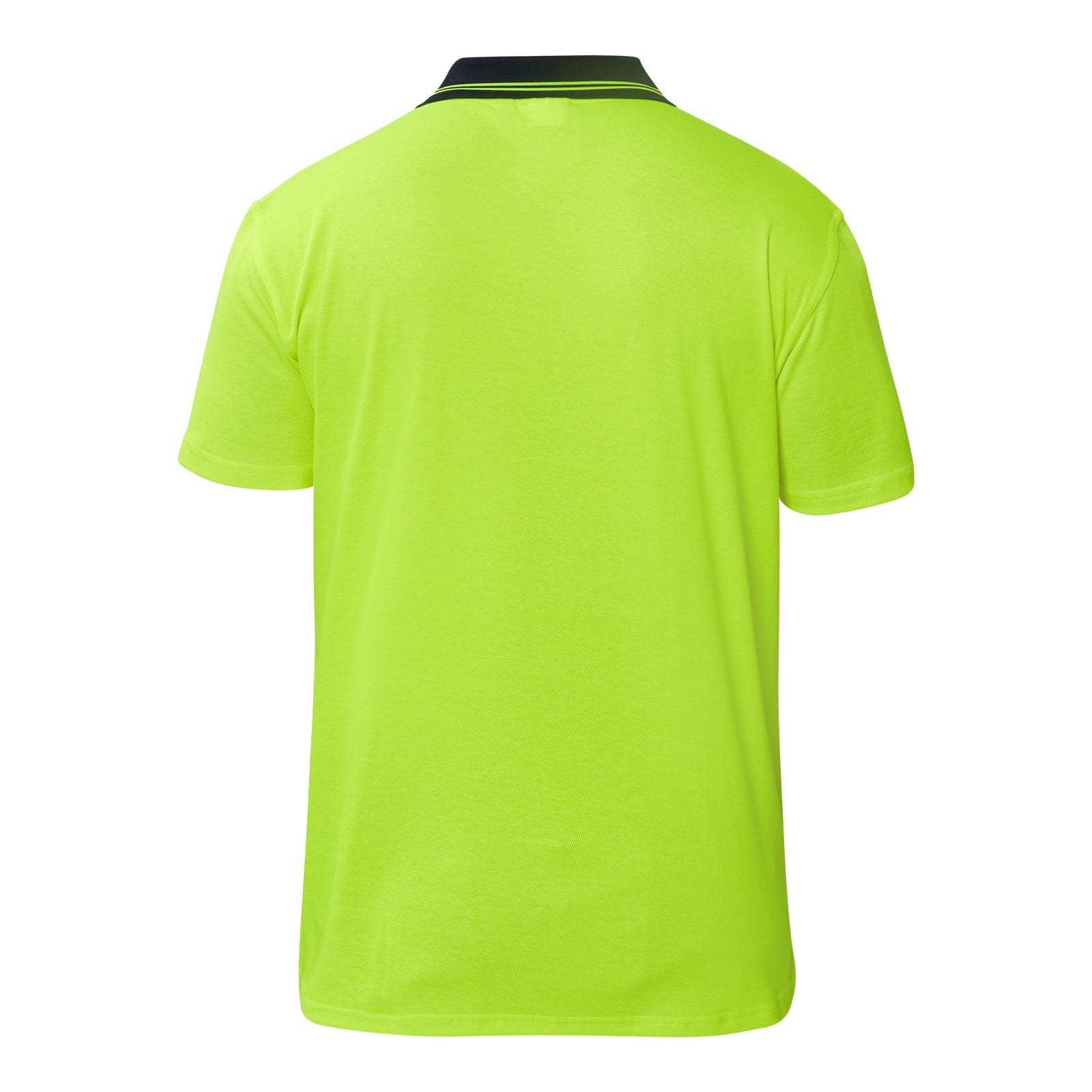 Workcraft WSP401 Hi Vis Short Sleeve Cotton Back Polo With Pocket in Yellow/Navy