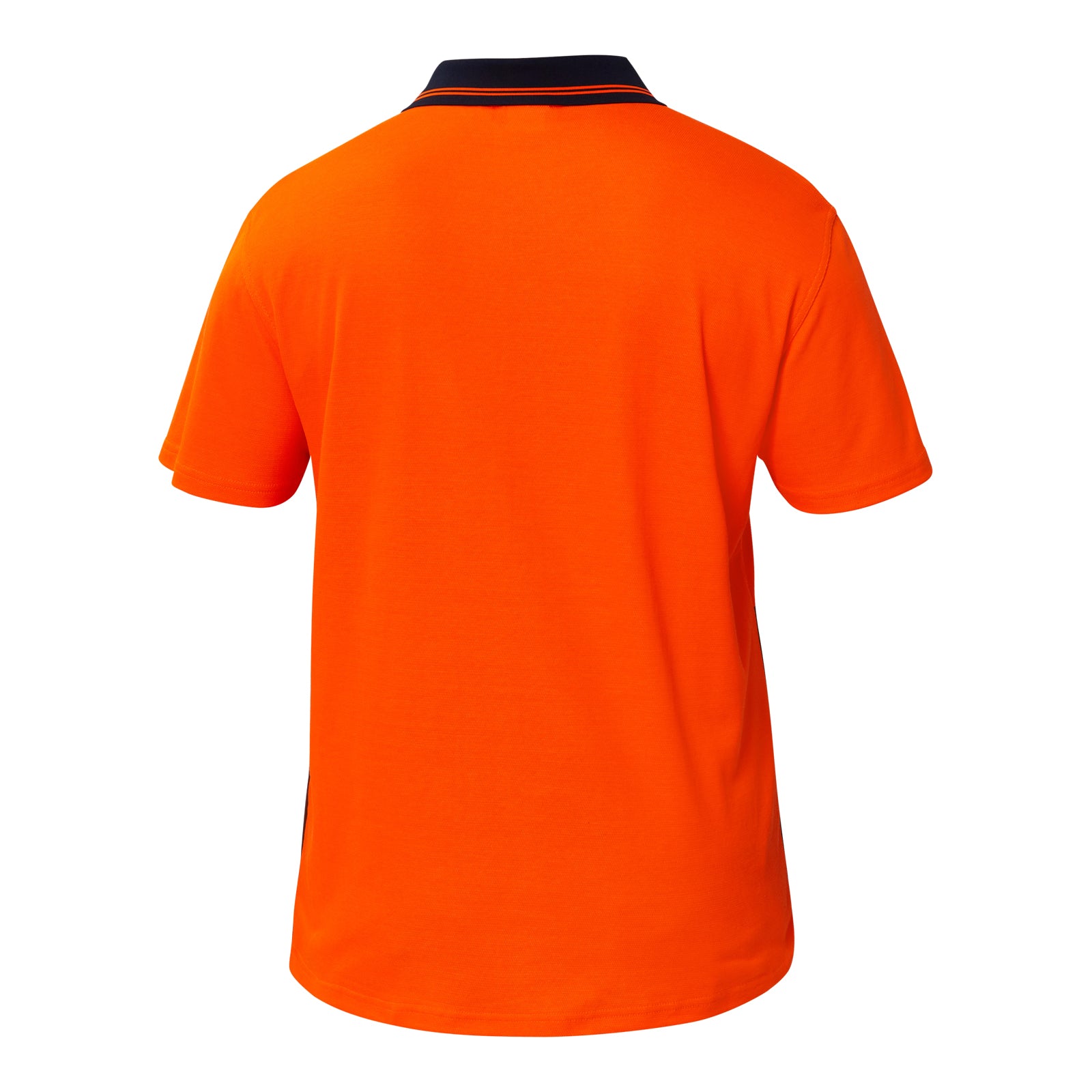 Workcraft WSP401 Hi Vis Short Sleeve Cotton Back Polo With Pocket in Orange/Navy