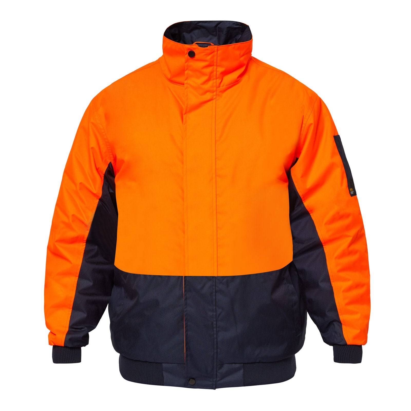 Workcraft WW9012 Hi Vis Modern Bomber Jacket in Orange/Navy