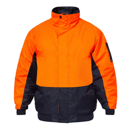 Workcraft WW9012 Hi Vis Modern Bomber Jacket in Orange/Navy