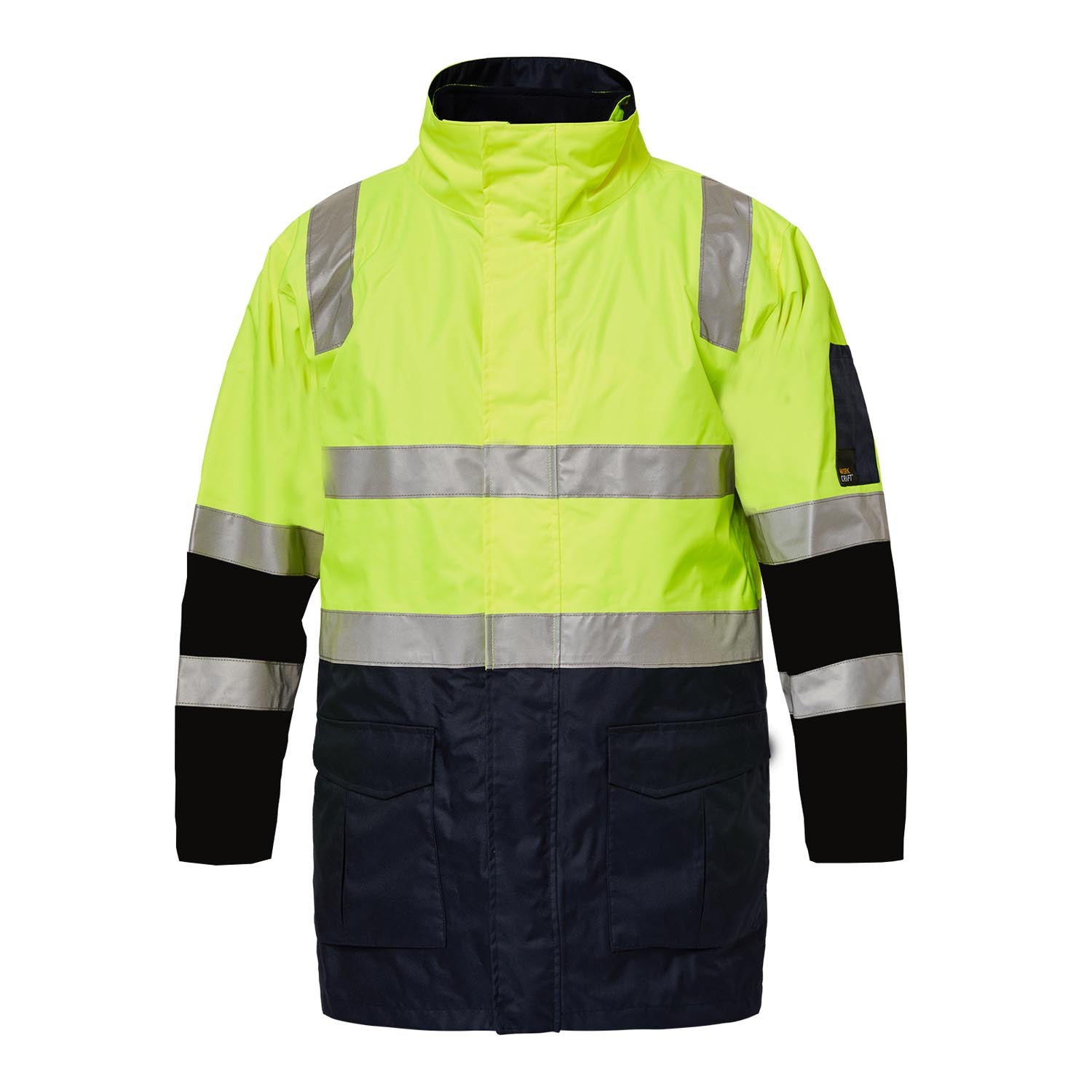 Workcraft WW9024 Hi Vis Reflective Jacket in Yellow/Navy