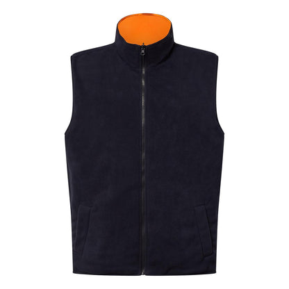 Workcraft WW9023 Hi Vis Reversible Fleece Reflective Vest in Orange/Navy