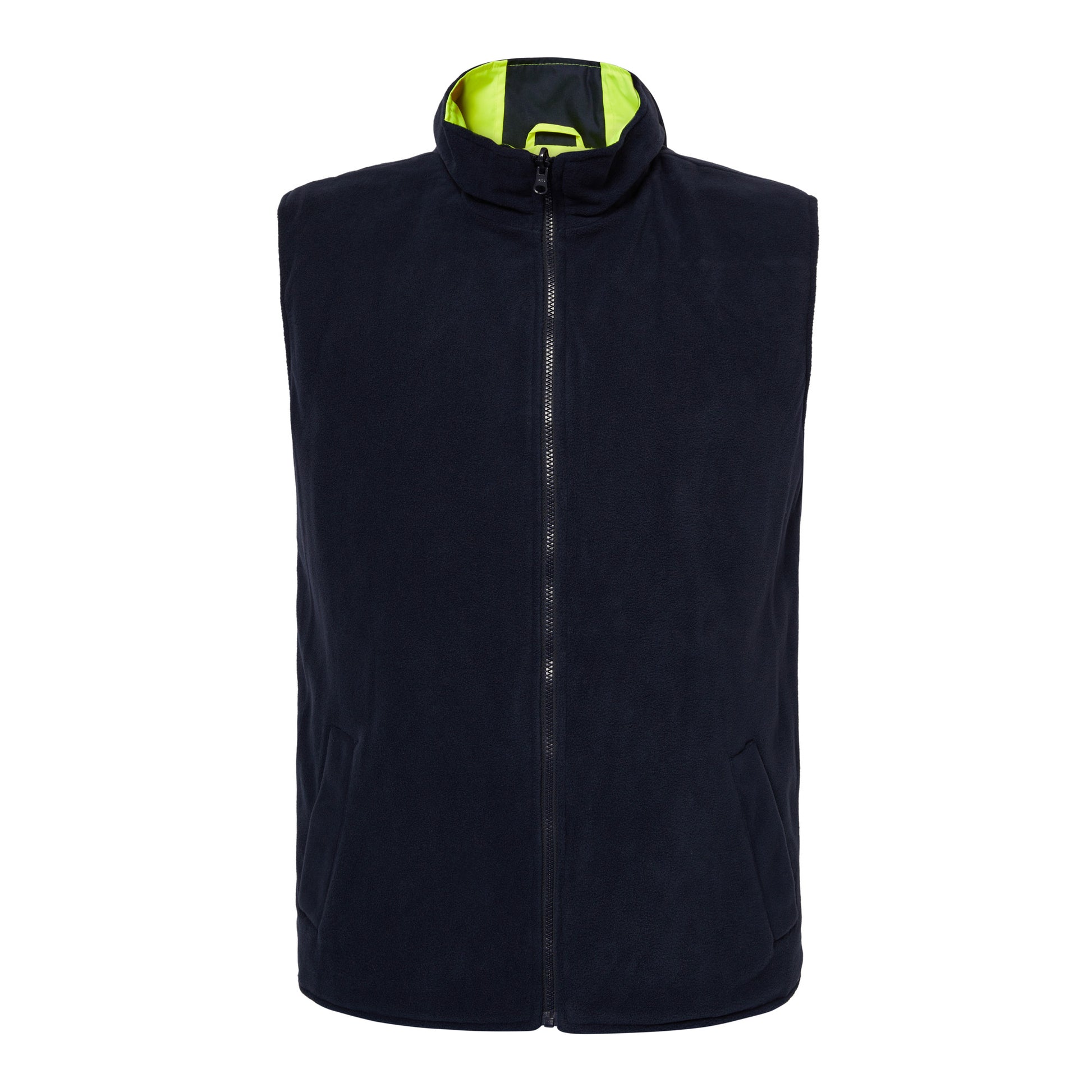 Workcraft WW9023 Hi Vis Reversible Fleece Reflective Vest in Yellow/Navy