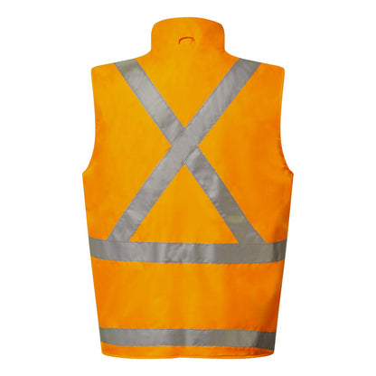 Workcraft WW9028 NSW Rail Hi Vis Reflective 4-In-1 Jacket With X Pattern in Safety Orange