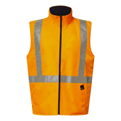 Workcraft WW9029 NSW Rail Hi Vis Reversible Fleece Reflective Vest With X-Pattern Tape in Safety Orange