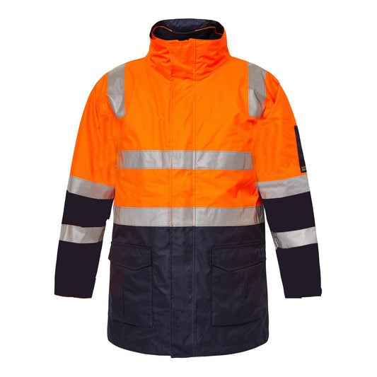 Workcraft WW9032 Hi Vis 6 In 1 Two Tone Reflective Jacket With Removable Sleeves in Orange/Navy