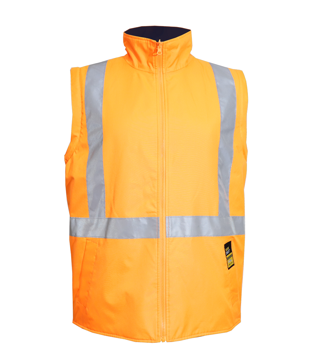 Workcraft WW9038 Hi Vis 6 In 1 NSW Rail X-Tape Jacket With Removable Sleeves in Safety Orange