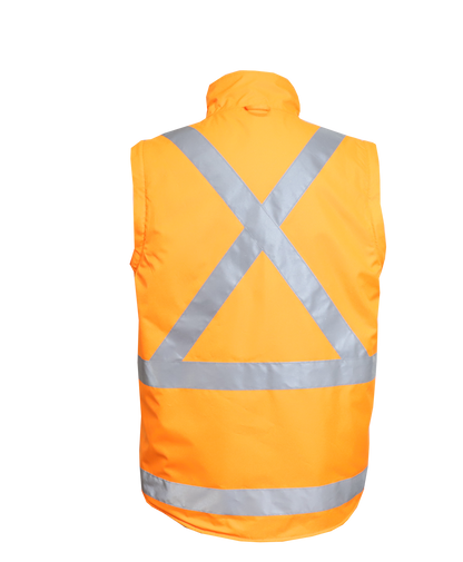 Workcraft WW9038 Hi Vis 6 In 1 NSW Rail X-Tape Jacket With Removable Sleeves in Safety Orange