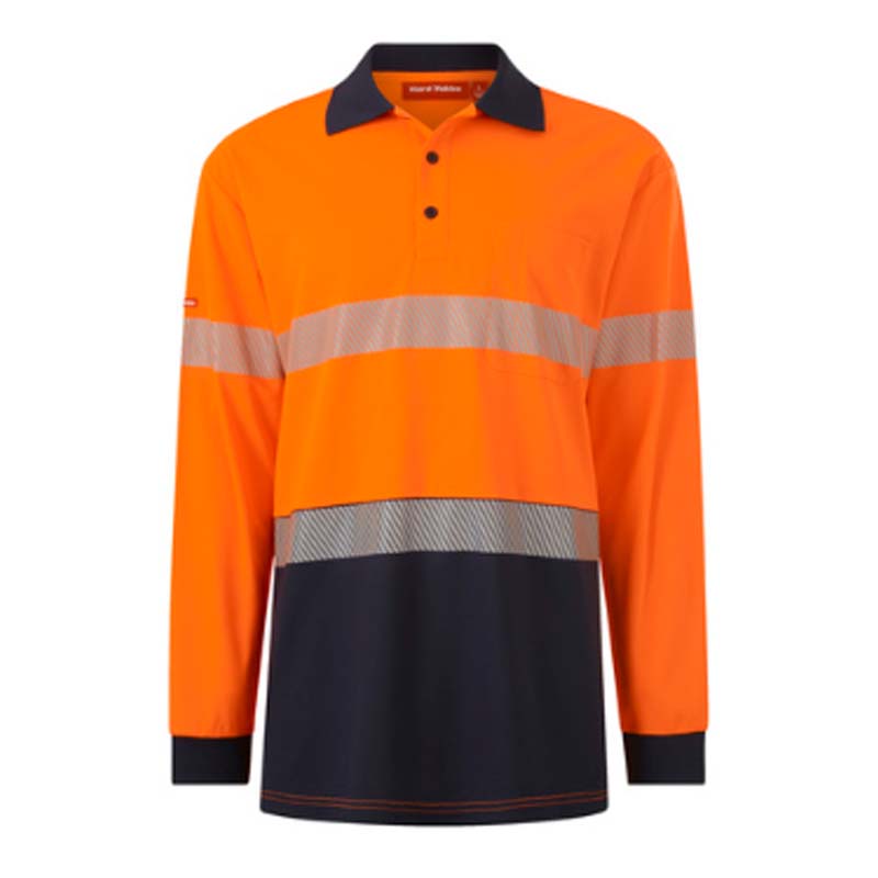 Hard Yakka Y19619 Mens Long Sleeve Hi Vis Taped Polo