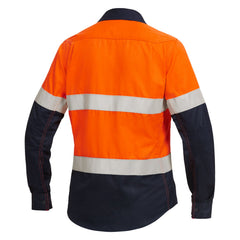 King Gee Y04050 Women's ShieldTec FR Hi Vis 2Tone Open Front Taped Shirt PPE2