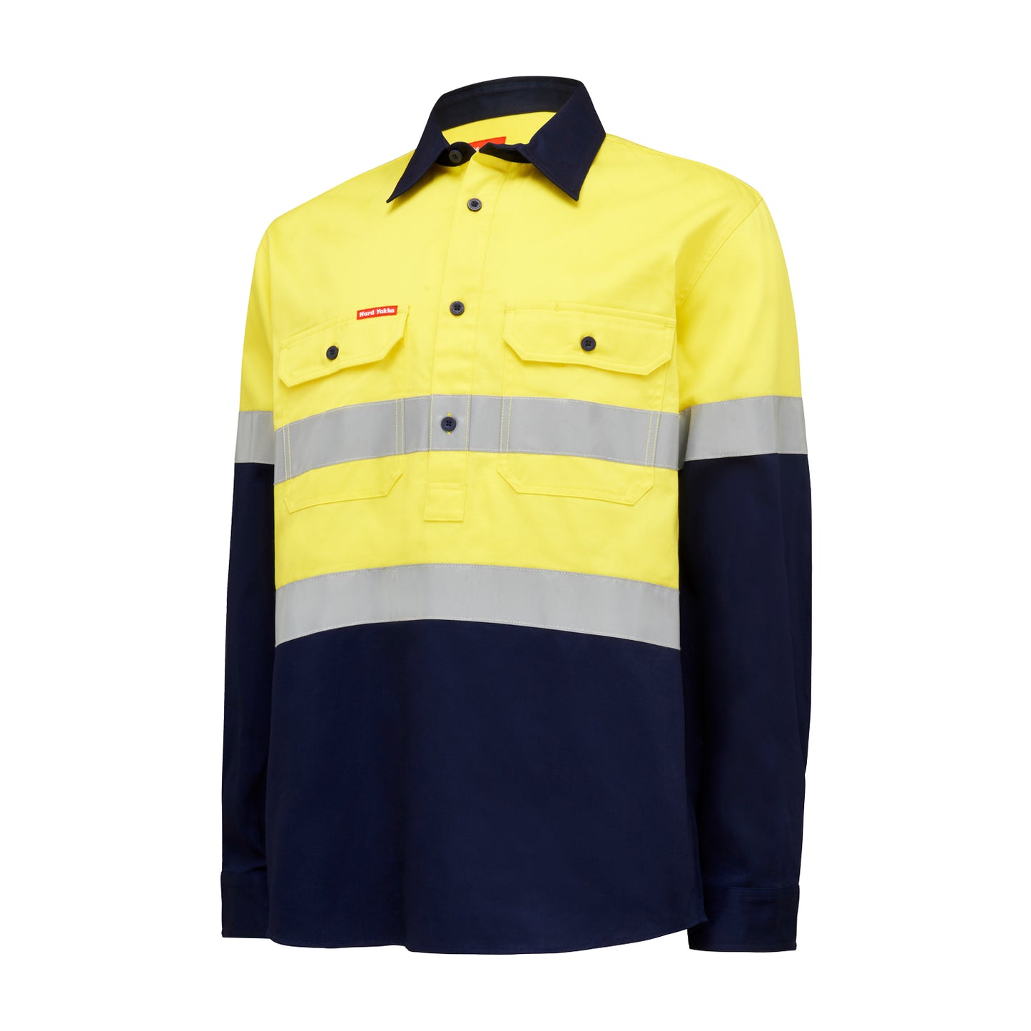Hard Yakka Y04615 Core Hi-Vis Long Sleeve Heavyweight Closed Front Taped Shirt