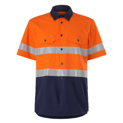 Hard Yakka Y07754 Short Sleeve Hi Vis 2 Tone Taped Vented Shirt