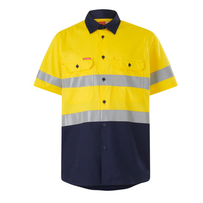 Hard Yakka Y07754 Short Sleeve Hi Vis 2 Tone Taped Vented Shirt