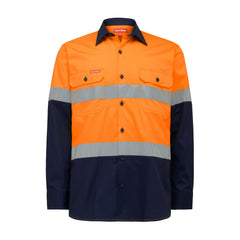 Hard Yakka Y07978 Core Hi-Vis 2 Tone Vented Taped Long Sleeve Cotton Shirt