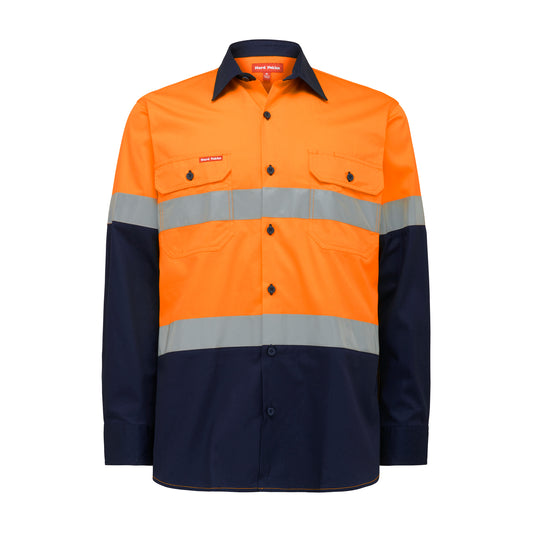 Hard Yakka Y07978 Core Hi-Vis 2 Tone Vented Taped Long Sleeve Cotton Shirt