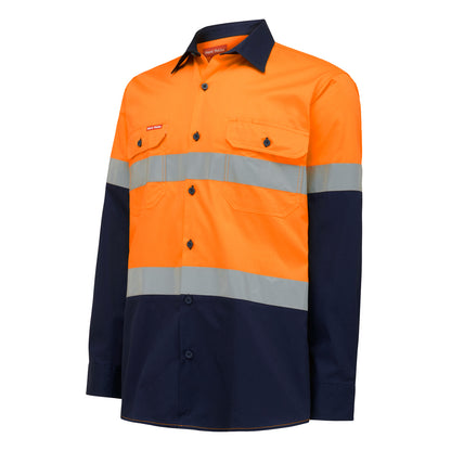 Hard Yakka Y07978 Core Hi-Vis 2 Tone Vented Taped Long Sleeve Cotton Shirt