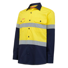 Hard Yakka Y07978 Core Hi-Vis 2 Tone Vented Taped Long Sleeve Cotton Shirt