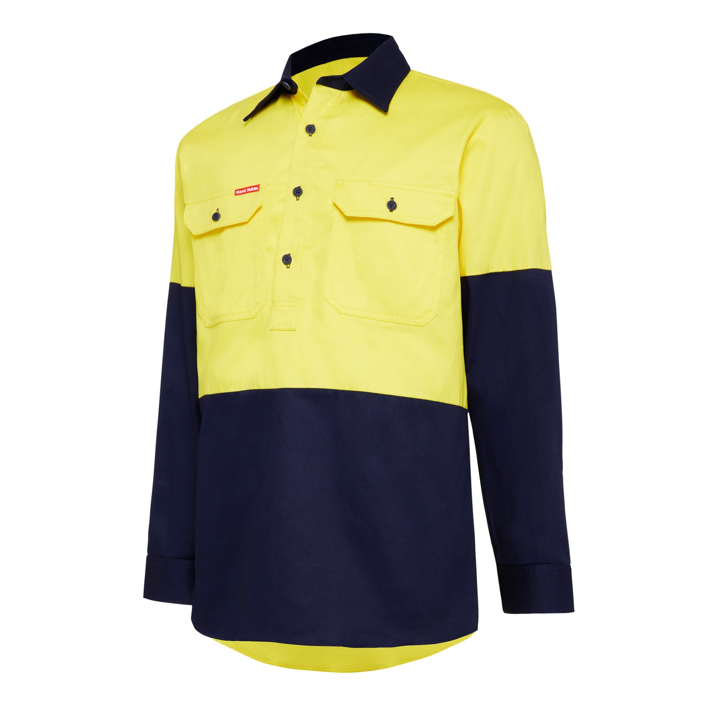 Hard Yakka Y07984 Hi-Vis 2 Tone Closed Front Long Sleeve Shirt with Gusset