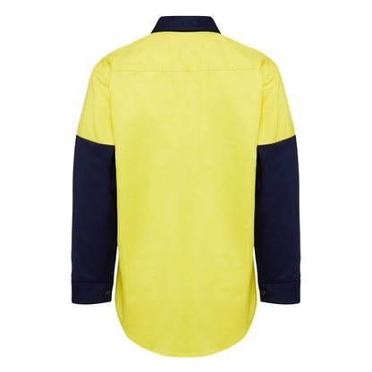 Hard Yakka Y07984 Hi-Vis 2 Tone Closed Front Long Sleeve Shirt with Gusset