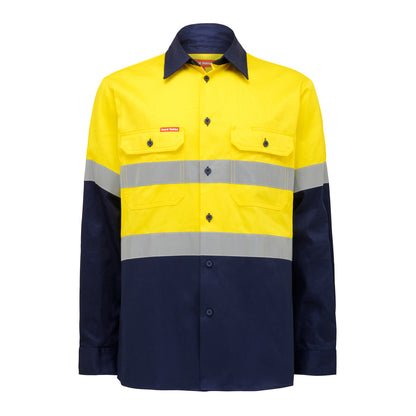 Hard Yakka Y07990 Hi-Vis 2 Tone Long Sleeve Taped Cotton Drill Shirt