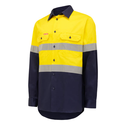 Hard Yakka Y07990 Hi-Vis 2 Tone Long Sleeve Taped Cotton Drill Shirt