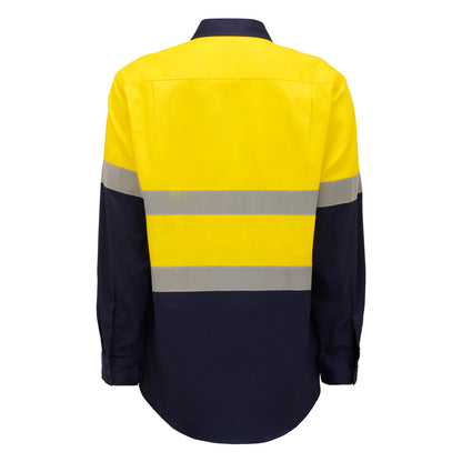 Hard Yakka Y07990 Hi-Vis 2 Tone Long Sleeve Taped Cotton Drill Shirt