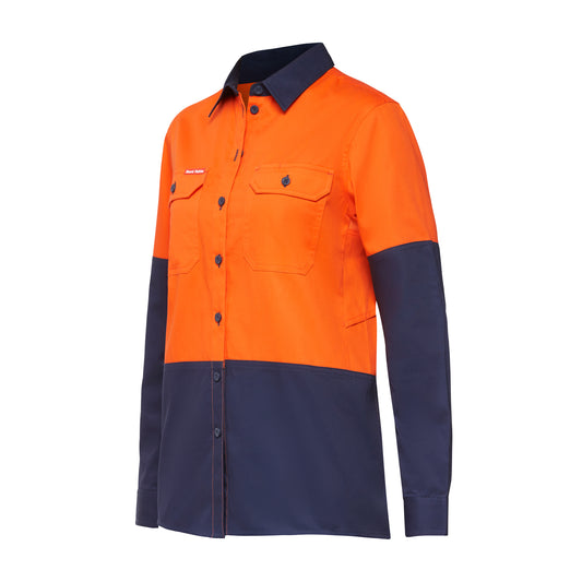 Hard Yakka Y08225 Women's Core 2 Tone Hi-Vis Vented Long Sleeve Shirt