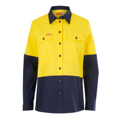 Hard Yakka Y08423 Womens Long Sleeve  Hi Vis 2 Tone Vented Shirt