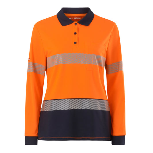 Hard Yakka Y08604 Womens  Long Sleeve Hi Vis Taped Polo