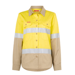 Hard Yakka Y08805 Women's Hi-Vis Lightweight 2 Tone Taped Long Sleeve Shirt