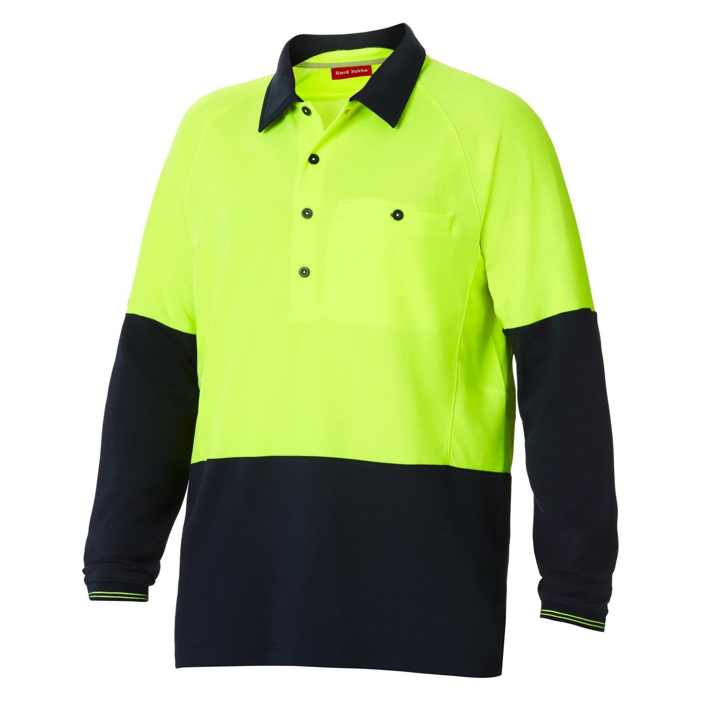 Hard Yakka Y11389 Core Hi-Vis 2 Tone Vented Long Sleeve Polo