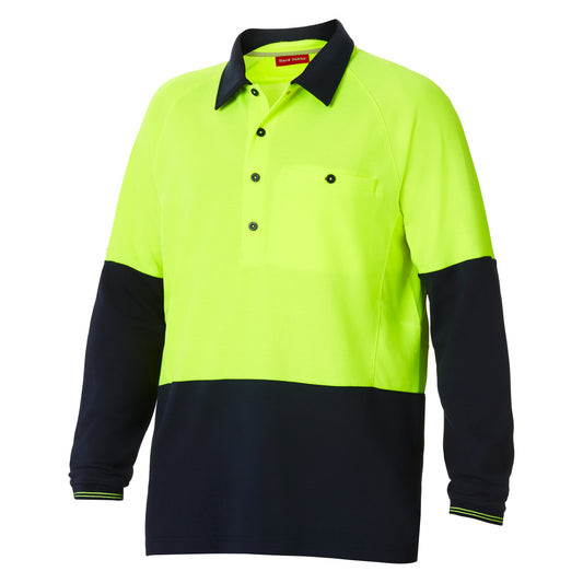 Hard Yakka Y11389 Core Hi-Vis 2 Tone Vented Long Sleeve Polo