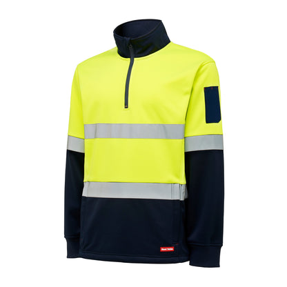 Hard Yakka Y19270 Hi-Vis 2 Tone 1/4 Zip Brushed Taped Fleece Jumper