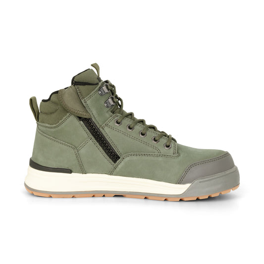 Hard Yakka Y60203 3056 Lace Up & Side Zip Steel Toe Safety Boot - Olive
