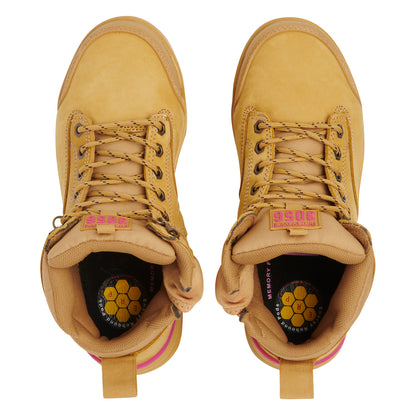 Hard Yakka Y60240 Women's 3056 Lace Up & Side Zip Safety Boot - Wheat