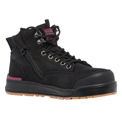 Hard Yakka Y60245 Women's 3056 Lace Up & Side Zip Safety Boot - Black