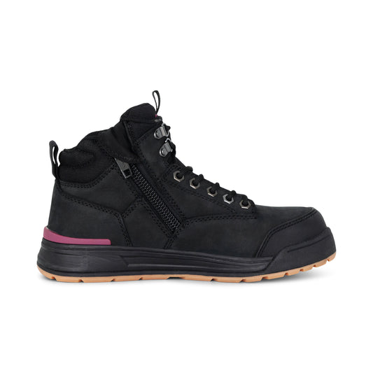 Hard Yakka Y60245 Women's 3056 Lace Up & Side Zip Safety Boot - Black