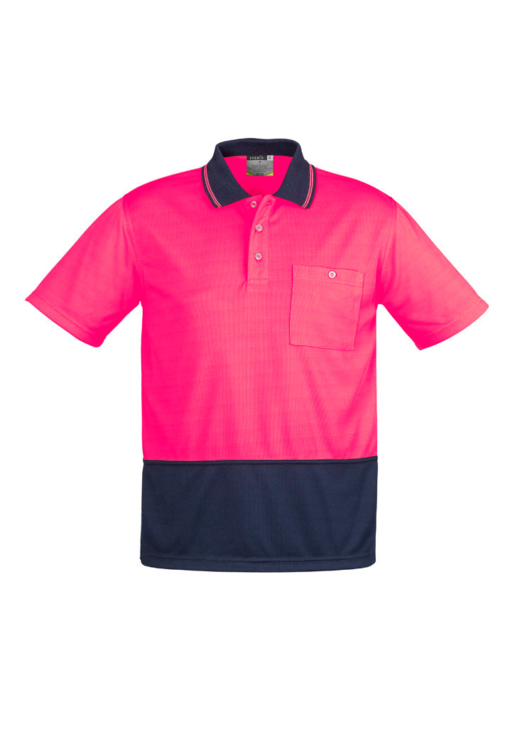 Syzmik Unisex Hi Vis Basic Short Sleeve Polo - Pink/Navy