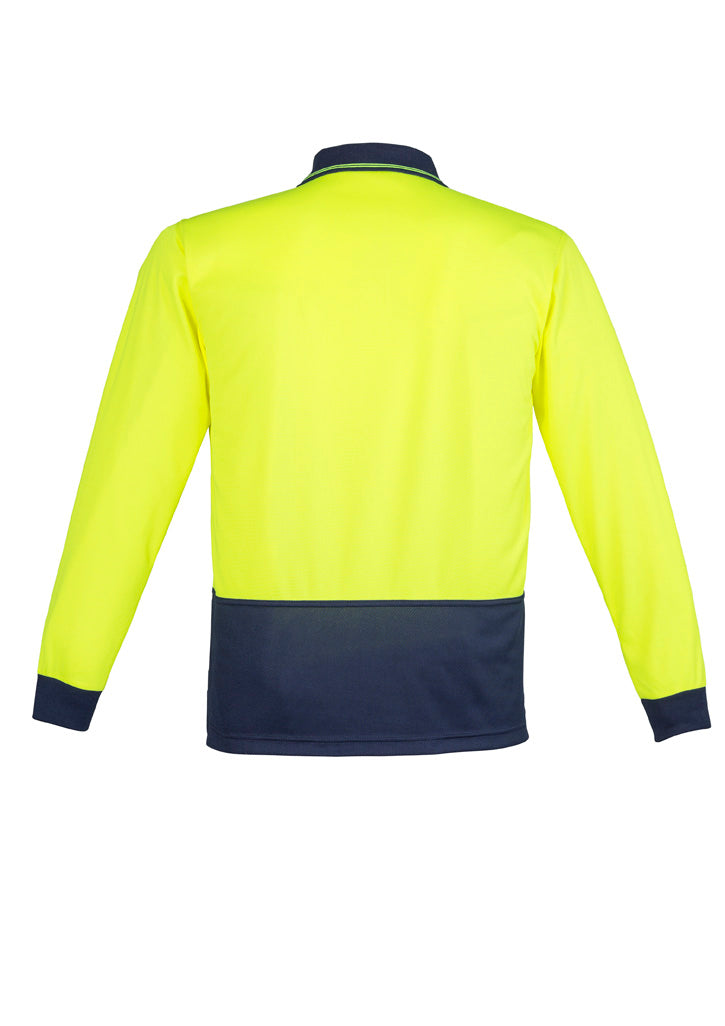 Syzmik Unisex Hi Vis Basic Long Sleeve Polo - Yellow/Navy