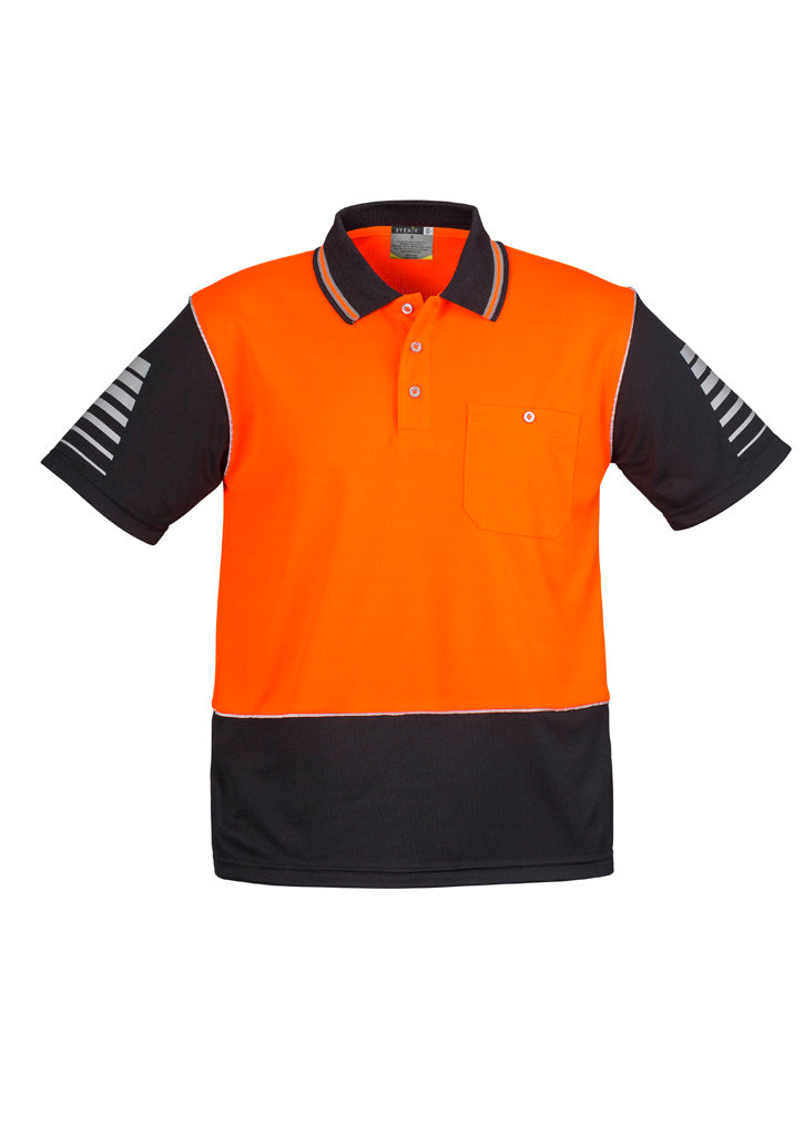 Syzmik Men's Hi Vis Zone Short Sleeve Polo - Orange/Black