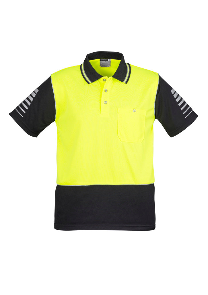 Syzmik Men's Hi Vis Zone Short Sleeve Polo - Yellow/Black