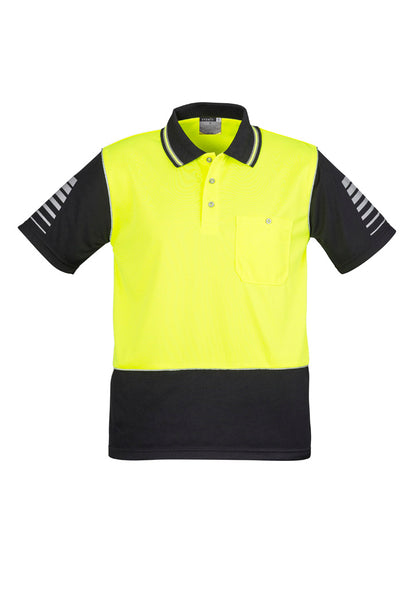 Syzmik Men's Hi Vis Zone Short Sleeve Polo - Yellow/Black