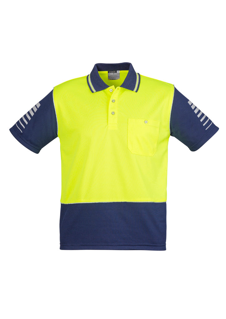 Syzmik Men's Hi Vis Zone Short Sleeve Polo - Yellow/Navy