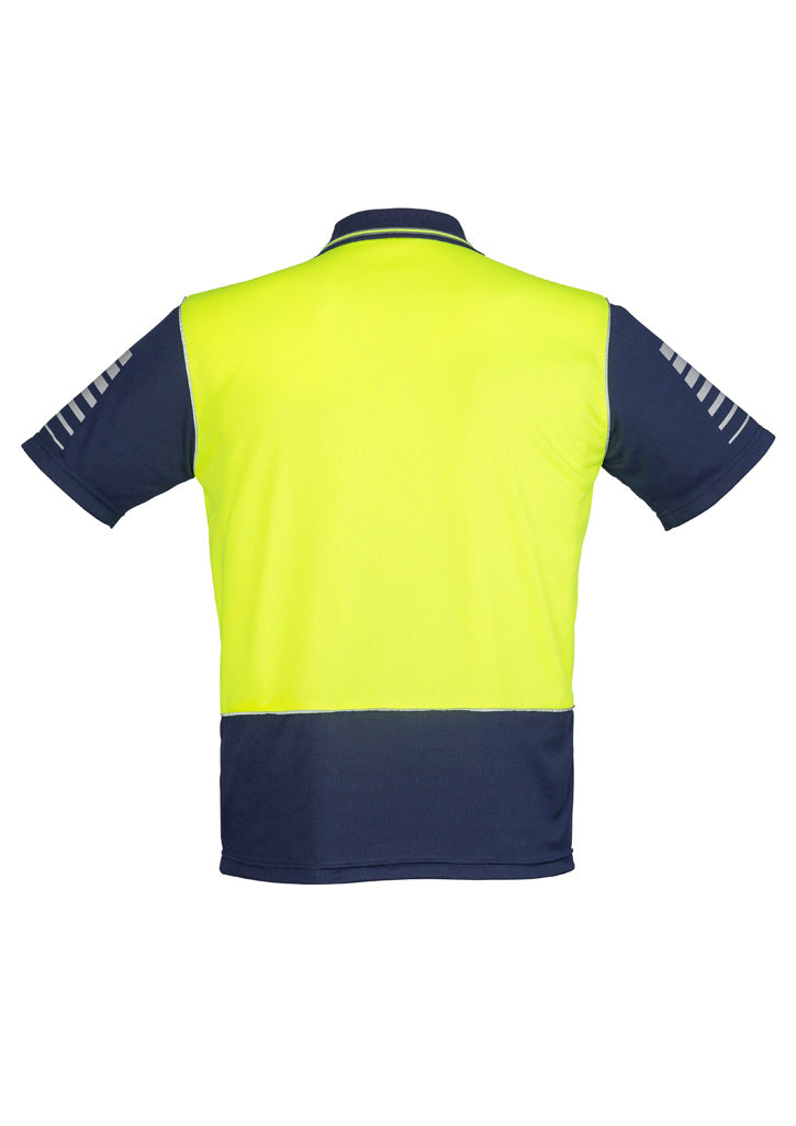 Syzmik Men's Hi Vis Zone Short Sleeve Polo - Yellow/Navy