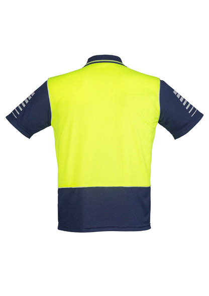 Syzmik Men's Hi Vis Zone Short Sleeve Polo - Yellow/Navy