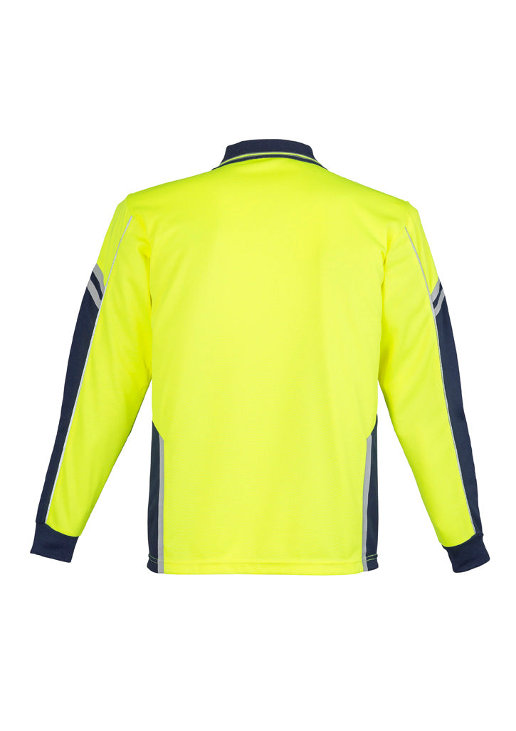 Syzmik Men's Hi Vis Squad Long Sleeve Polo - Yellow/Navy