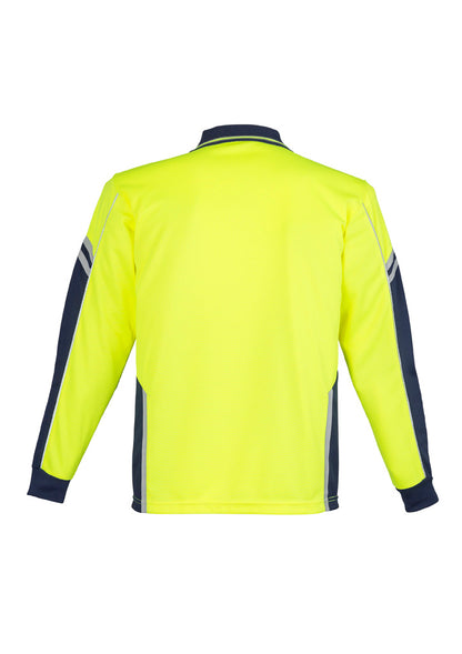 Syzmik Men's Hi Vis Squad Long Sleeve Polo - Yellow/Navy