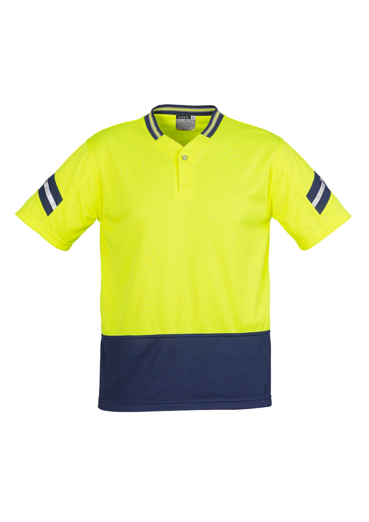 Syzmik Men's Hi Vis Astro Short Sleeve Polo - Yellow/Navy