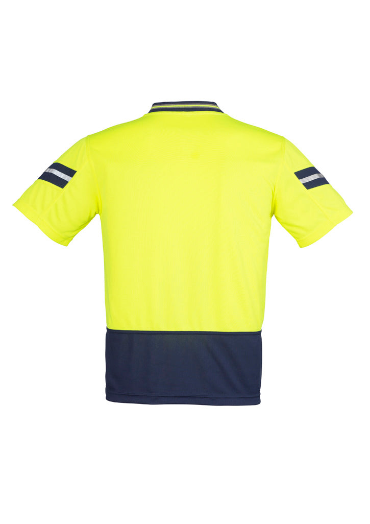 Syzmik Men's Hi Vis Astro Short Sleeve Polo - Yellow/Navy